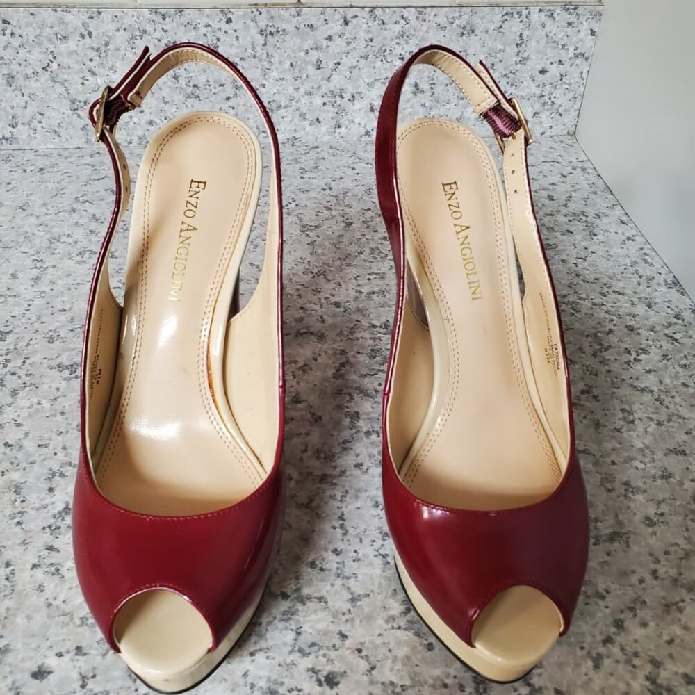 Enzo Angiolini Color Block Patent Stiletto Slingback